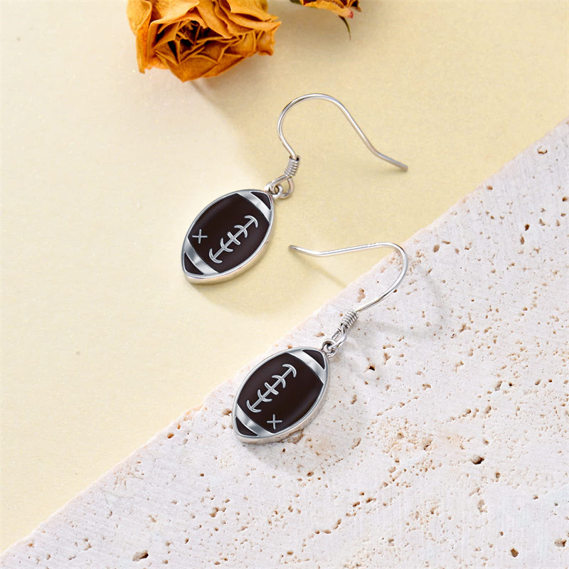 Sterling Silver Baseball Football Dangle Earrings