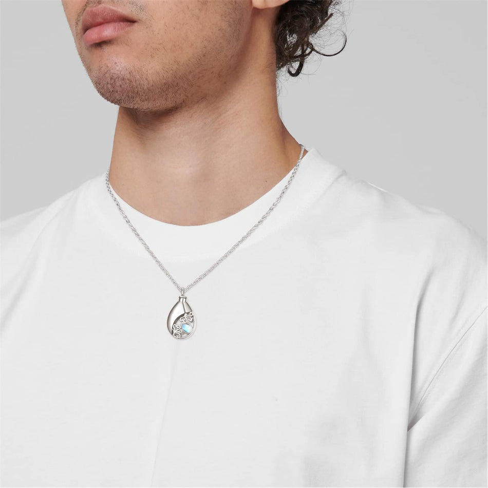 Sterling Silver Moonstone Urn Necklace for Ashes