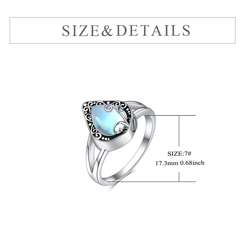 Sterling Silver Moonstone Filigree Urn Ring for Ashes