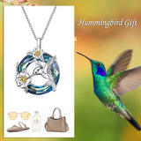 Sterling Silver Blue Crystal Hummingbird Pendant Necklace