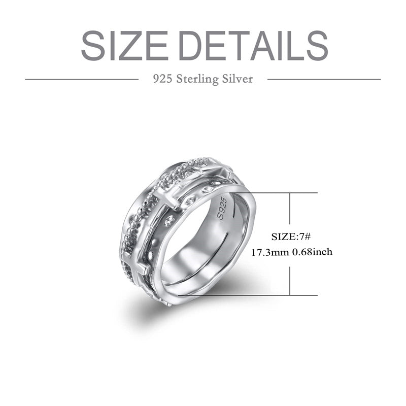 Sterling Silver Cross Spinner Ring