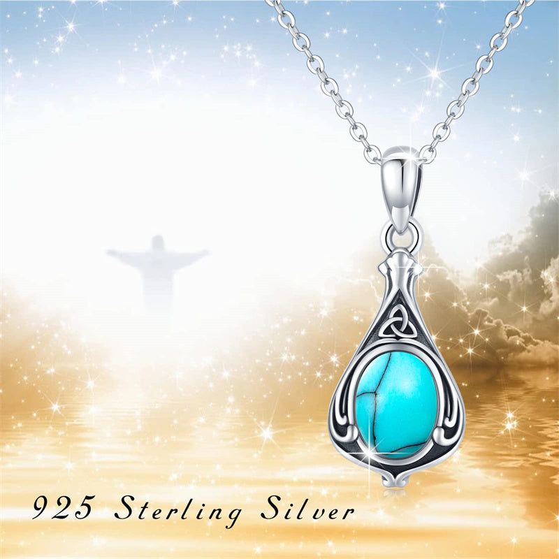 Sterling Silver Opal Turquoise TearDangle Urn Necklace for Ashes