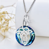12 Birth Month Flower Cremation Jewelry for Ashes Celtic Knot Heart Ashes Memorial Keepsake Urn Necklace Circle Crystal