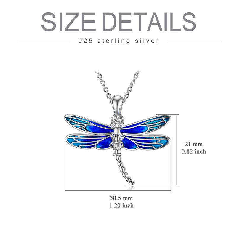 Sterling Silver Blue Dragonfly Pendant Necklace
