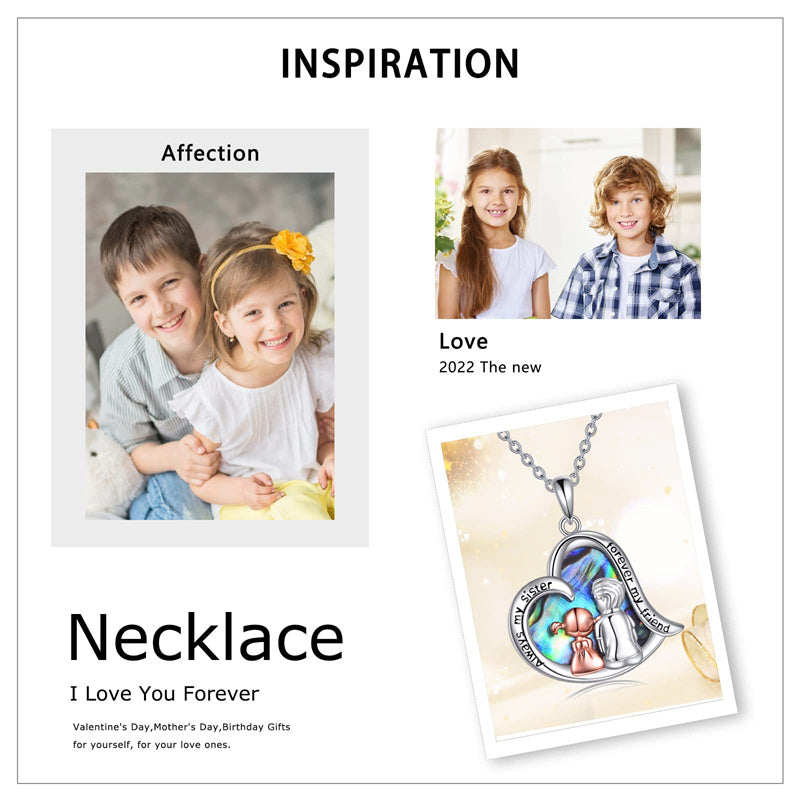 Sterling Silver Brother and Sister Pendant Necklace With Engraved