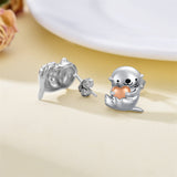 Sterling Silver Otter Stud Earrings