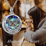 Butterfly Urn Necklaces for Ashes 925 Sterling Silver Abalone Shell Celtic Knot Cremation Jewelry Memory Jewelry for Women Men