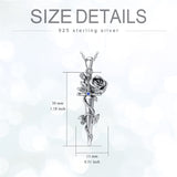 Sterling Silver Rose Sword Pendant Necklace