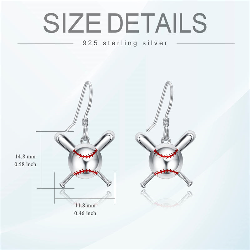 Sterling Silver Baseball Football Dangle Earrings
