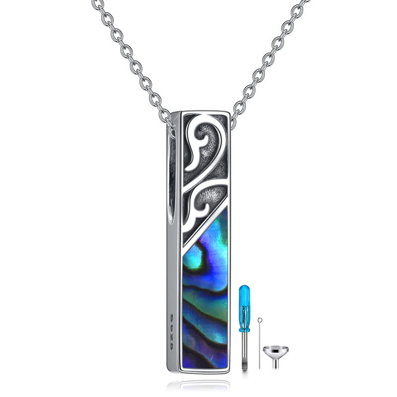 Sterling Silver Abalone Shell Urn Necklace for Ashes With Engraved