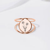 Sterling Silver Personalized Birth Flower Ring