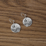 Sterling Silver Trail Mini Forest Pebble Wildflower Dangle Earrings
