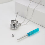 Sterling Silver Heart Shape Tear Dangle Urn Necklace for Ashes