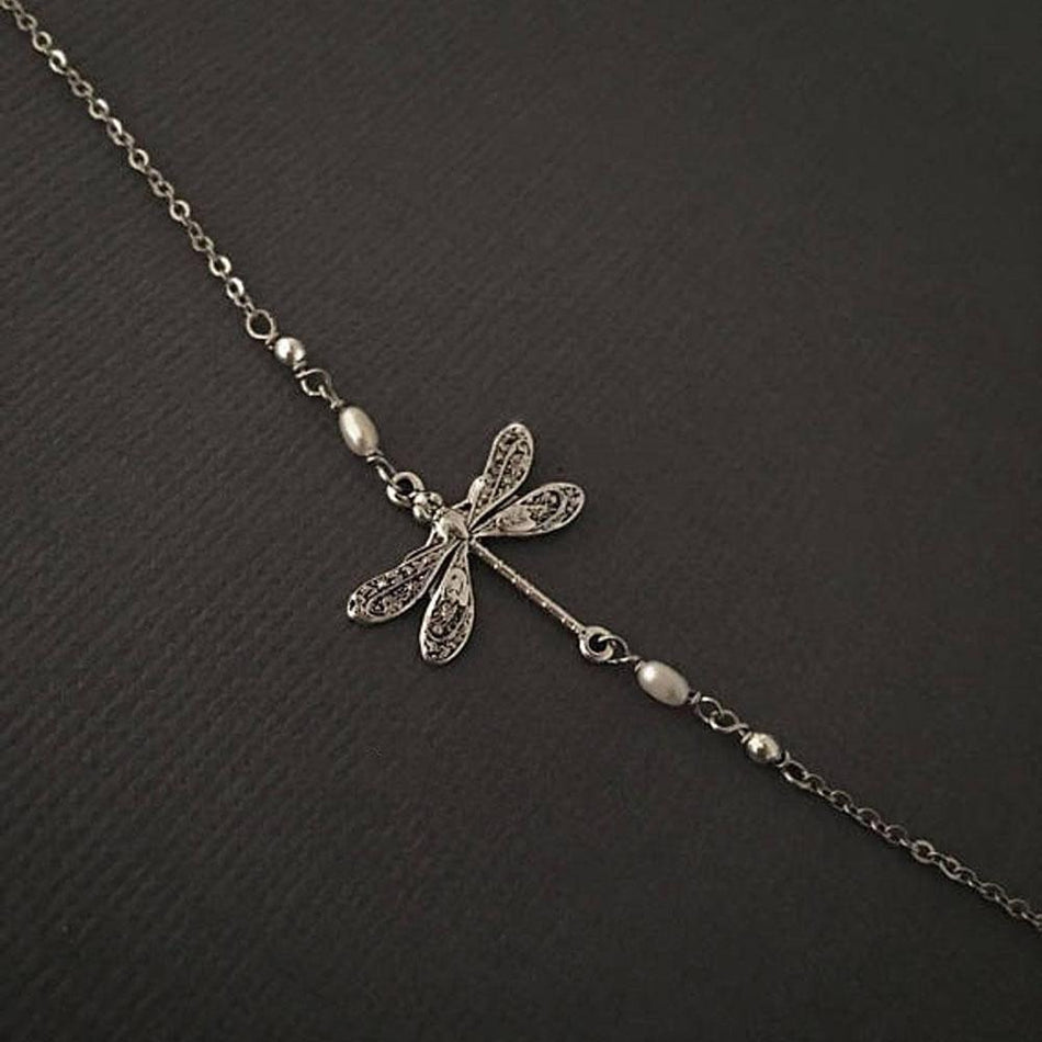 Silver Dragonfly Anklet Adjustable little Dragonfly Jewelry Summer Gift S925 Sterling Silver Stackable anklet enjoy life creative