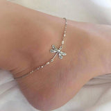 Silver Dragonfly Anklet Adjustable little Dragonfly Jewelry Summer Gift S925 Sterling Silver Stackable anklet enjoy life creative