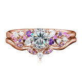 Sterling Silver 1CT Round Gemstone Engagement Promise Anniversary Ring Set for Women