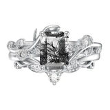 Sterling Silver Pear Oval Kite Heart Hexagon Emerald Coffin Cut Gemstone Engagement Promise Ring Set