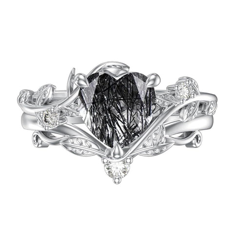 Sterling Silver Pear Oval Kite Heart Hexagon Emerald Coffin Cut Gemstone Engagement Promise Ring Set