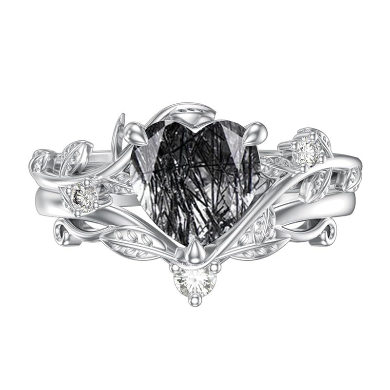 Sterling Silver Pear Oval Kite Heart Hexagon Emerald Coffin Cut Gemstone Engagement Promise Ring Set