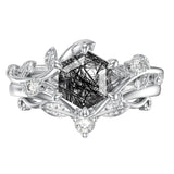 Sterling Silver Pear Oval Kite Heart Hexagon Emerald Coffin Cut Gemstone Engagement Promise Ring Set