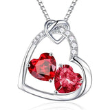 Sterling Silver Heart Birthstone Pendant Necklace