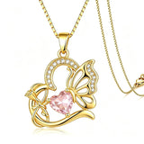 14K Gold Plated Heart Birthstone Infinity Cross Butterfly Necklace for Women