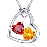 Sterling Silver Heart Birthstone Pendant Necklace