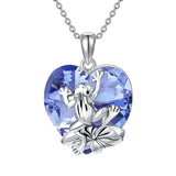 Sterling Silver Crystal Birthstone Frog Pendant Necklace