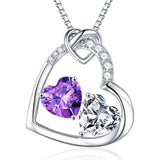 Sterling Silver Heart Birthstone Pendant Necklace