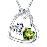 Sterling Silver Heart Birthstone Pendant Necklace