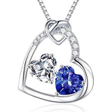 Sterling Silver Heart Birthstone Pendant Necklace