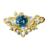 Sterling Silver 1CT Round Gemstone Engagement Wedding Bridal Anniversary Proposal Ring Set for Her