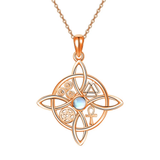 Sterling Silver Moonstone Witches Knot Pendant Necklace