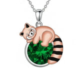 Sterling Silver Birthstone Red Panda Pendant Necklace for Women Birthstone Christmas Birthday  Gifts