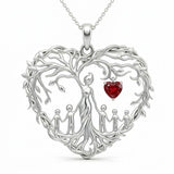 Sterling Silver Heart Pendant Birthstone Tree of Life Mother Child Family Necklace