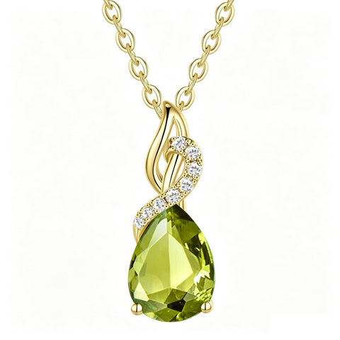 14K Gold Plated  Teardrop Birthstone Pendant Necklace Birthday Gifts for Women