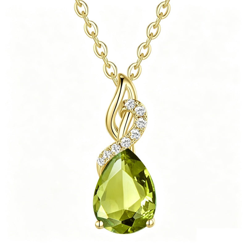 14K Gold Plated  Teardrop Birthstone Pendant Necklace Birthday Gifts for Women
