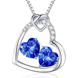 Sterling Silver Heart Birthstone Pendant Necklace