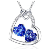 Sterling Silver Heart Birthstone Pendant Necklace