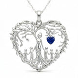 Sterling Silver Heart Pendant Birthstone Tree of Life Mother Child Family Necklace