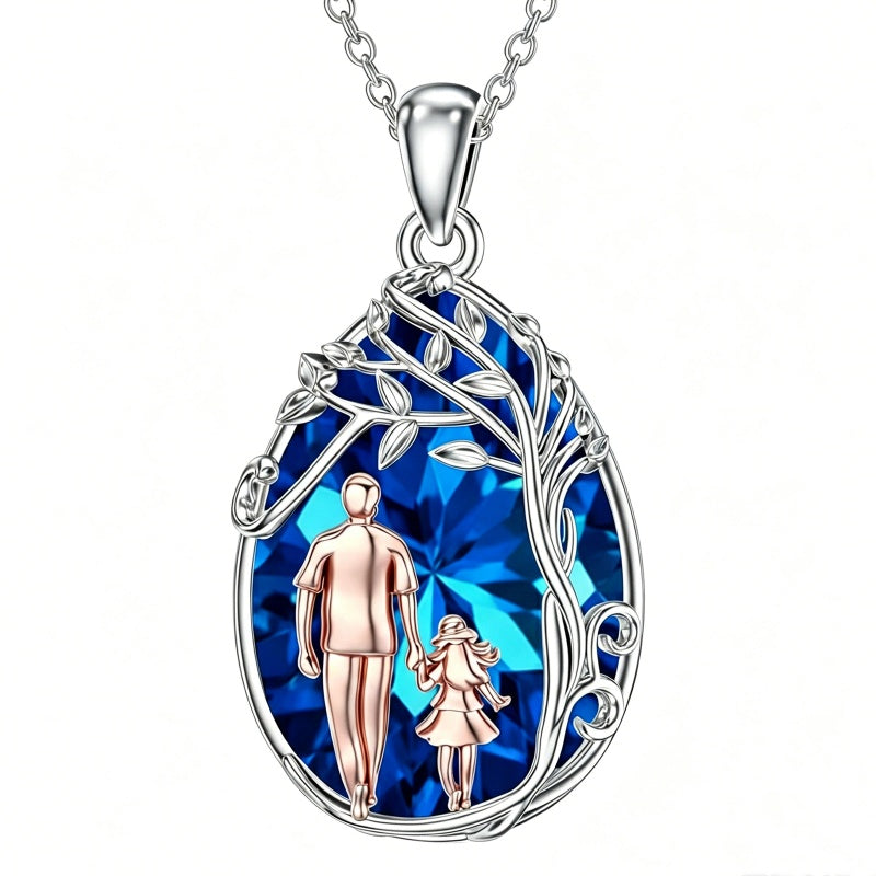 Sterling Silver Crystal Father Daughter Pendant Necklace from Dad  I Love You Forever Jewelry