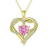 14K Gold  Plated 12 Months Birthstone Forever Love Heart Necklace Birthday Anniversary Wedding Gift