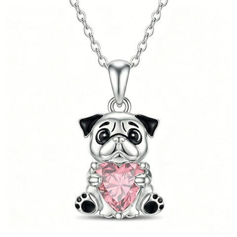 Sterling Silver 12 Month Birthstones Hedgehog Pug Fox Otter Pendant Necklace Gifts for  Birthday, Christmas, Graduation
