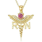 14K Gold  Plated Nurse Caduceus Necklace for Women  RN Registered Graduation Gift