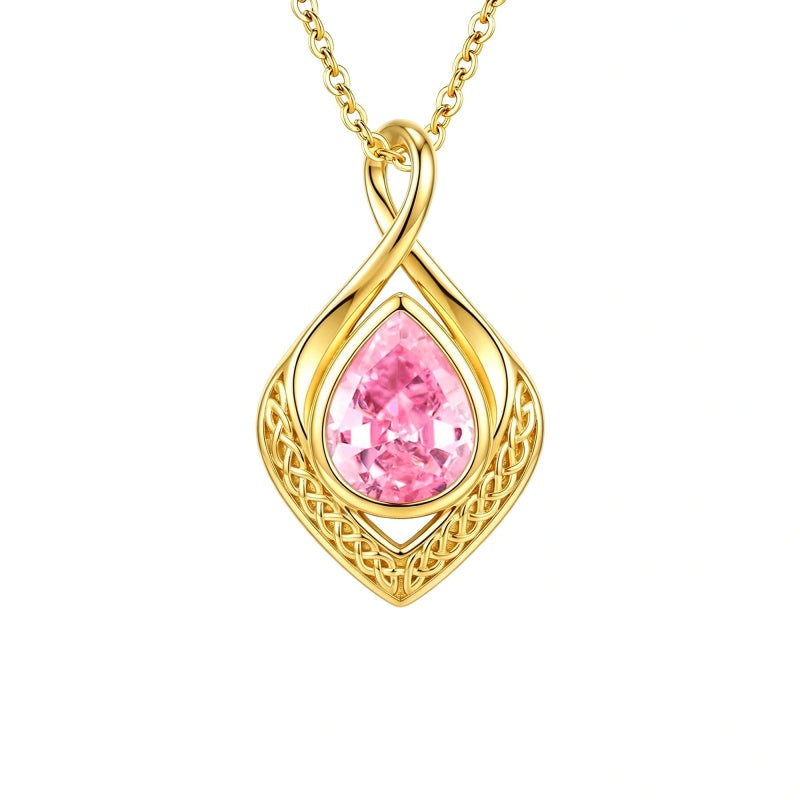 14K Gold Plated  Birthstone Celtic Knot Infinity Necklace  Birthday Christmas Jewelry Gift