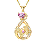 14K Gold Plated Infinity Birthstone  Butterfly Cross Necklace for Women