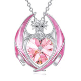 Dragon Necklace 925 Sterling Silver Birthstone Pendant with Heart Shaped Crystal Jewelry Gift for Women Girl