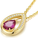 Sterling Silver Teardrop Birthstone Pendant Necklace Valentine's Day Gifts for Her