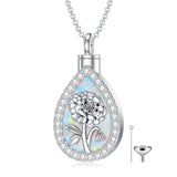 Sterling Silver Teardrop Opal 12 Birth Flower Urn Necklaces for Ashes