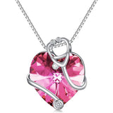 Sterling Silver Heart Crystal Stethoscope Pendant Necklace